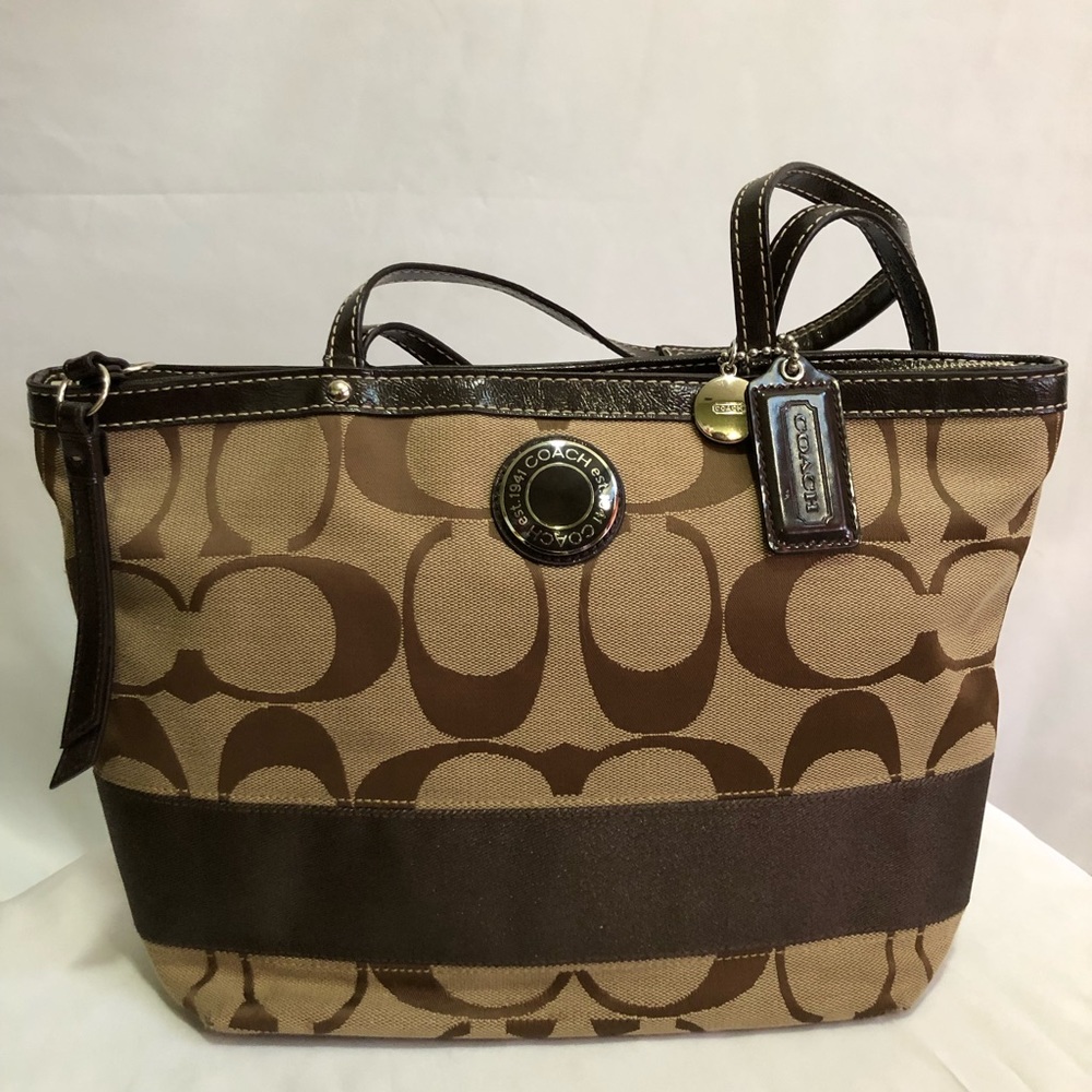 COACH SIGNATURE STRIPE TOTE